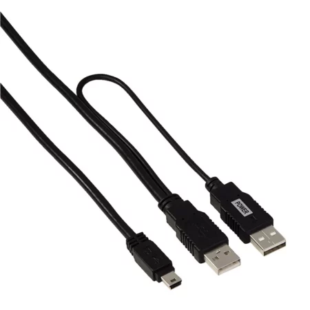 HAMA mini USB Y Cable for connecting and supplying an external hard disk 3.3ft 1m