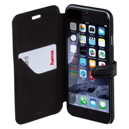 Hama prime folding Case for iPhone 6 / 6s, leather, black, with slip -in chamber to safely stored cards