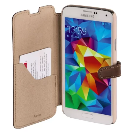 Hama Prime Line brown leather Cover for Samsung Galaxy S5, closed protective Case