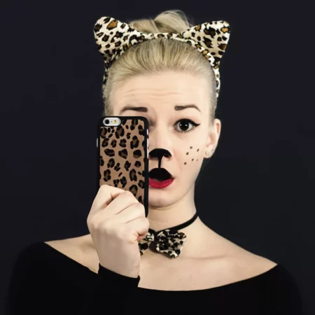 Hama Case 2in1 Cover + book dlo iPhone 6 / 6s, skin with fashionable pattern Leo leopard, beige / black / royal blue