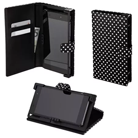 Hama "Push" Booklet Case, dot design, size 2 (4.7 - 5.1" displays), black / white