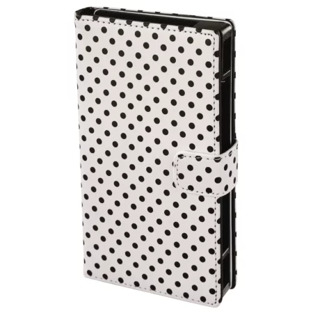 Hama "Push" Booklet Case, dot design, size 2 (4.7 - 5.1" displays), white / black