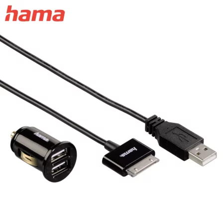 HAMA 30-pin Apple Cable + Car Charger 2x USB