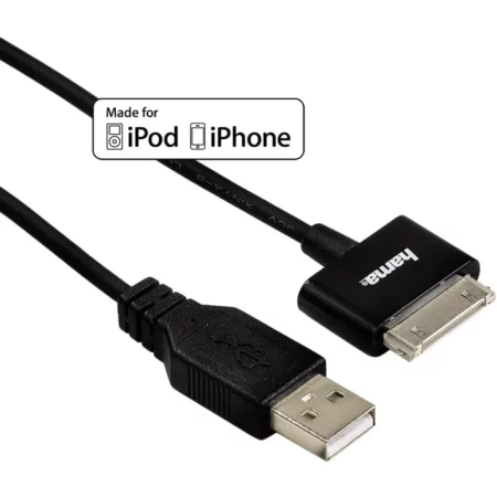 HAMA 30-pin to USB Cable for Apple iPod iPhone iPad - Black - 5 ft