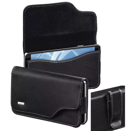 Hama Liveri Telephone Cabbage with clip on the horizontal strap Kidney Safe Castle Velvet Screen protection black leather