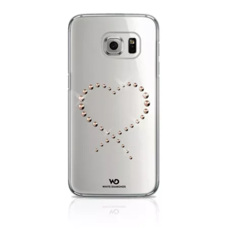 Women's Case with Swarovski crystals for Galaxy S7 gold diamond heart original branded white diamonds eternity