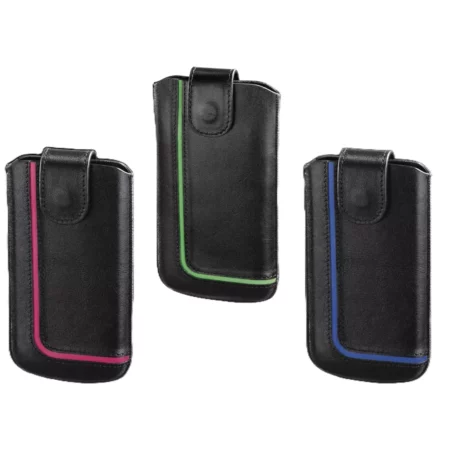 HAMA Black Neon Phone Sleeve Case Size L 4 in, leather