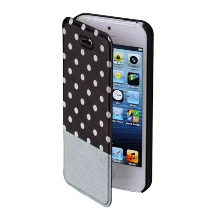 Hama "Lovely Dots" Booklet Case for Apple iPhone 5 / 5s / SE, black / grey