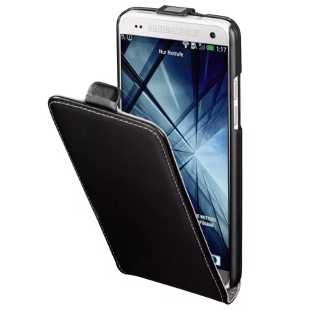 Hama Case with folding flap for HTC One Mini, leather, black
