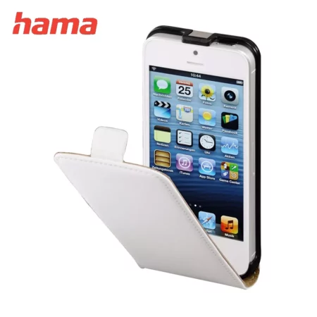 Hama Case for iPhone 5/5s/SE with flap, leather, white