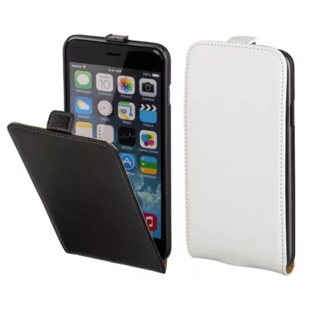 Hama Smart Case with flap for iPhone 6 Plus / 6s Plus, real leather, white / black